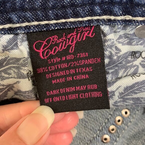 Rock & Roll Cowgirl Y2K Original Low Rise Embellished Boot Cut Jeans Size 28x32 - Picture 6 of 7